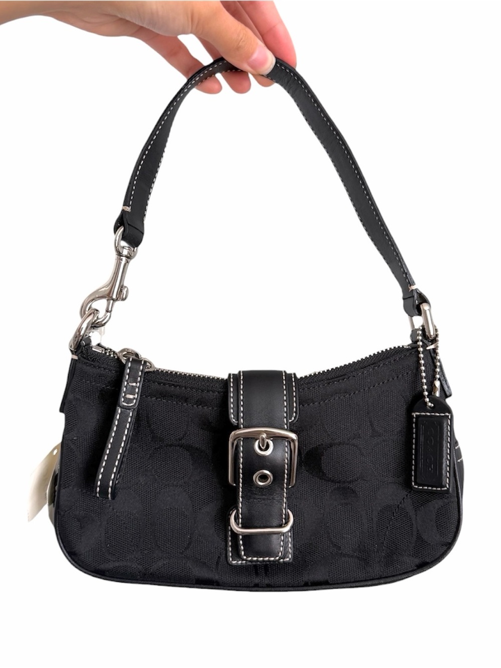Y2K Coach Demi Soho Black Signature Jacquard Shoulder Bag